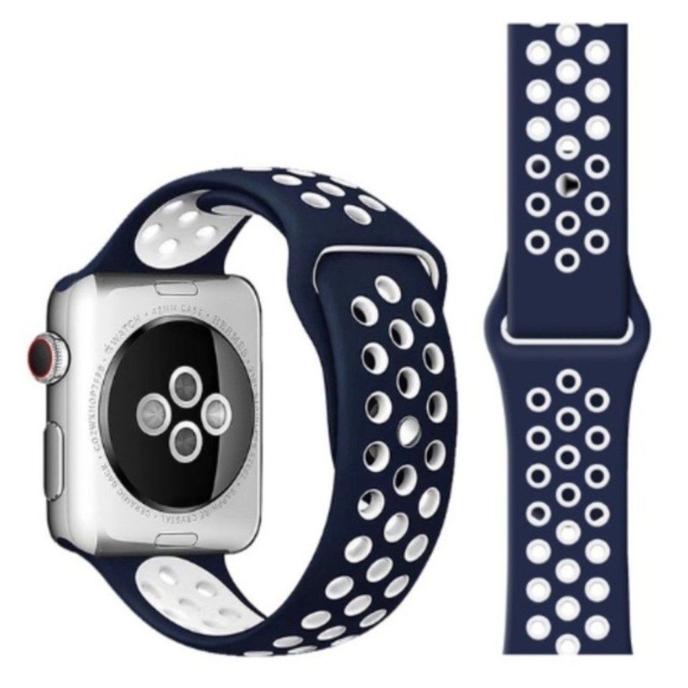 NEW[BAND] NavyWhite Sport Silicone For Apple Watch